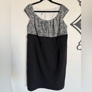 DRESS BARN Black Sheath Dress with Zebra Print - Size 14